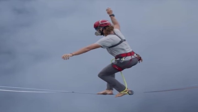 Watch video: Adventure enthusiasts make record of slackline walk over active volcano Watch video: Adventure enthusiasts make record of slackline walk over active volcano