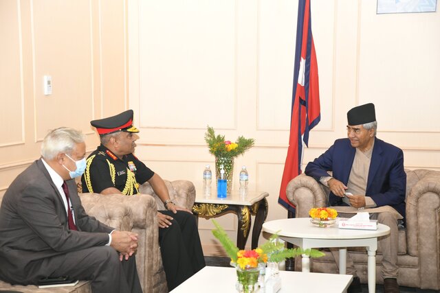 Indian Army chief General Manoj Pande meets Nepal PM Sher Bahadur Deuba in Kathmandu Indian Army chief General Manoj Pande meets Nepal PM Sher Bahadur Deuba in Kathmandu