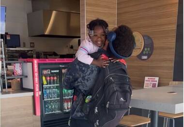 Little girl overjoyed after spotting her favourite teacher outside class, video melts hearts