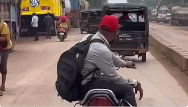 Viral: Man rides bike with both legs on one side, fined Rs 4,200 Viral: Man rides bike with both legs on one side, fined Rs 4,200