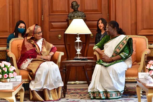 Bangladesh PM Sheikh Hasina meets president Droupadi Murmu, VP Jagdeep Dhankar in Delhi Bangladesh PM Sheikh Hasina meets president Droupadi Murmu, VP Jagdeep Dhankar in Delhi
