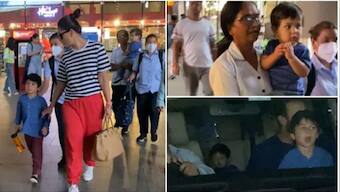 Taimur Ali Khan and Jehangir Ali Khan twin in blue as they return to Mumbai with Saif Ali Khan and Kareena Kapoor Khan