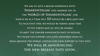 Samantha Ruth Prabhu and Dev Mohan-starrer Shaakuntalam to now release in 3D; official announcement soon