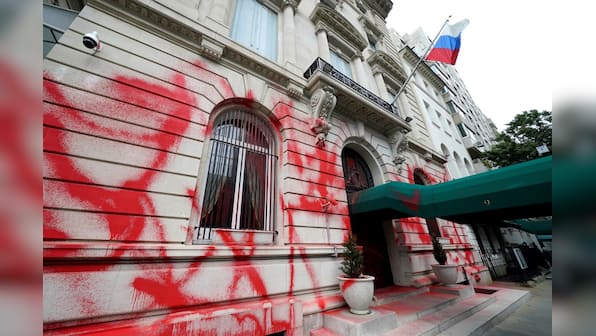 Russian consulate in New York vandalized with red paint as Putin annexes parts of Ukraine