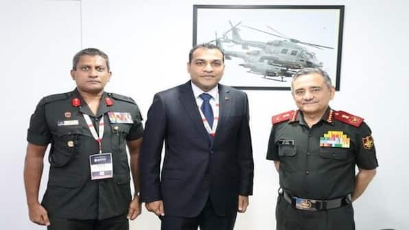 Sri Lankan Defence Minister Tennakoon meets CDS General Anil Chauhan on sidelines of DefExpo