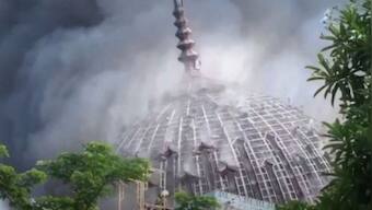Watch: Giant dome of Jakarta Islamic Centre Grand Mosque collapses after fire breaks out