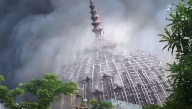 Watch: Giant dome of Jakarta Islamic Centre Grand Mosque collapses after fire breaks out Watch: Giant dome of Jakarta Islamic Centre Grand Mosque collapses after fire breaks out