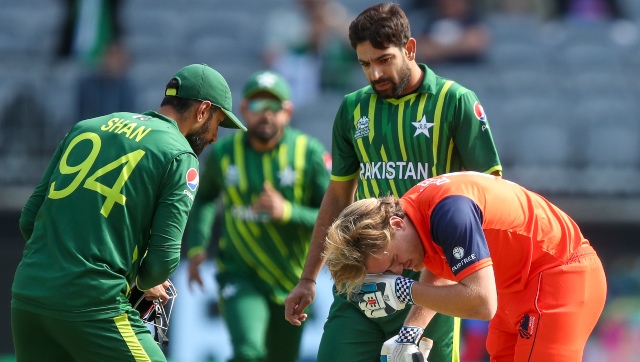 T20 World Cup After injuring Bas de Leede with bouncer, Haris Rauf wins internet with heartwarming gesture T20 World Cup After injuring Bas de Leede with bouncer, Haris Rauf wins internet with heartwarming gesture