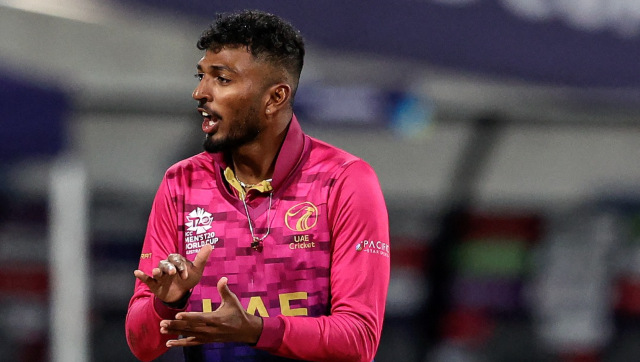 UAE’s Karthik Meiyappan rattles Sri Lanka with hat-trick, becomes fifth in T20 World Cup history to achieve feat UAE’s Karthik Meiyappan rattles Sri Lanka with hat-trick, becomes fifth in T20 World Cup history to achieve feat