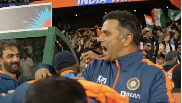T20 World Cup: Rahul Dravid celebrates wildly after India defeat Pakistan in thriller at MCG; watch video T20 World Cup: Rahul Dravid celebrates wildly after India defeat Pakistan in thriller at MCG; watch video