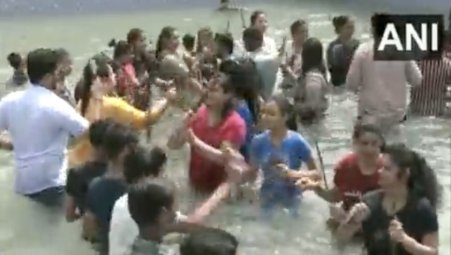 Viral video: People play dandiya in swimming pool, internet slams clip Viral video: People play dandiya in swimming pool, internet slams clip