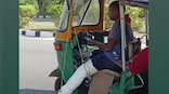 Watch: Man drives auto rickshaw with plastered leg, wins hearts