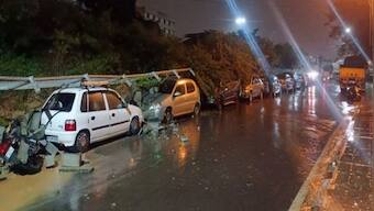 Bengaluru: Wall collapses after heavy rain lashes city, several vehicles damaged