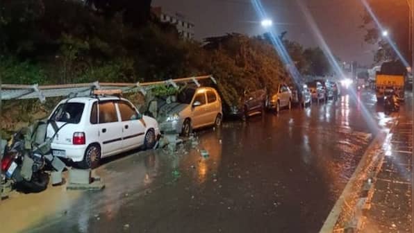 Bengaluru: Wall collapses after heavy rain lashes city, several vehicles damaged
