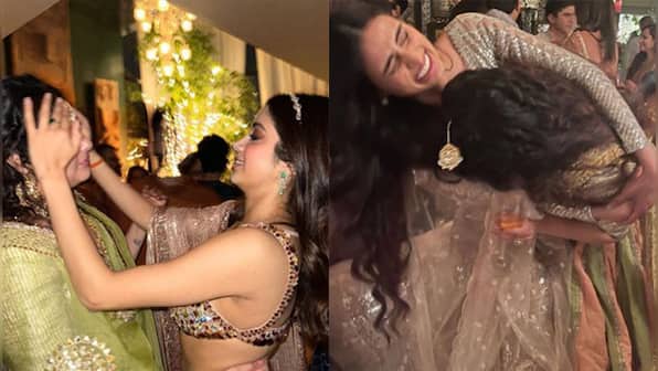 Anshula Kapoor struggles with her 'maang tika' at Diwali party, Janhvi Kapoor, Athiya Shetty try to fix it