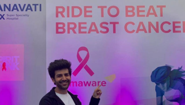 Kartik Aaryan flags off the Cyclothon for breast cancer awareness, shares post Kartik Aaryan flags off the Cyclothon for breast cancer awareness, shares post