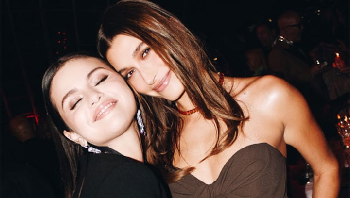 Selena Gomez and Hailey Bieber are all smiles as they pose for pictures amid conflict rumours