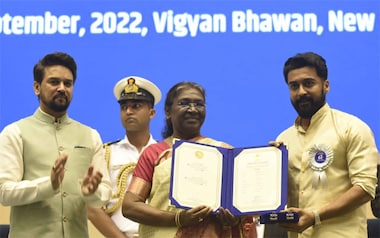 Suriya, Jyothika and the cast and crew of Soorarai Pottru felicitated at the 68th National Film Awards