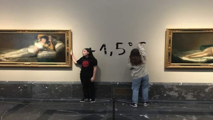Climate activists glue themselves to Francisco de Goya paintings in Madrid's Prado Museum