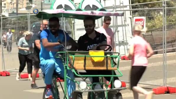 Watch: Hardik Pandya, Kane Williamson ride 'crocodile bike' ahead of 1st India vs New Zealand T20I