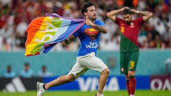 FIFA World Cup: Man with rainbow flag invades pitch during Portugal vs Uruguay