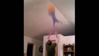 Viral video: Father throws child 'super-high' to the ceiling to catch balloon; internet shocked