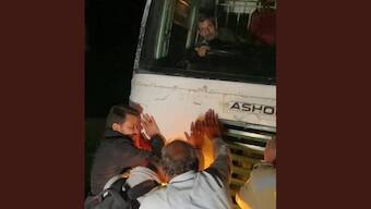 Watch: Minister Anurag Thakur pushes bus stuck in poll-bound Himachal's Bilaspur