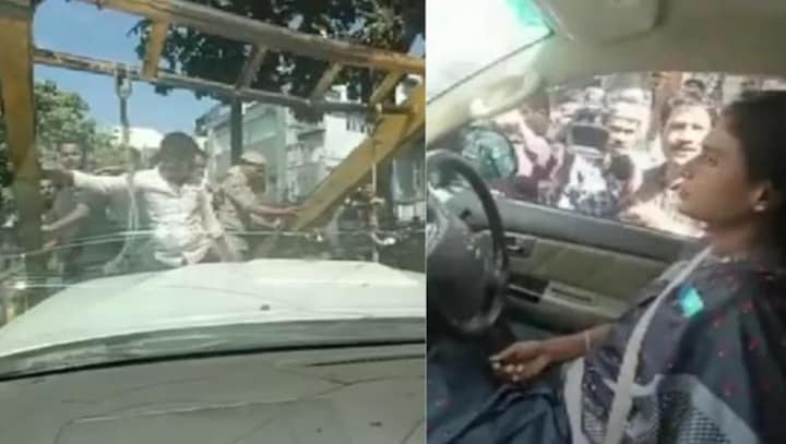 WATCH: YSRTP chief YS Sharmila's car towed away by police with her in it