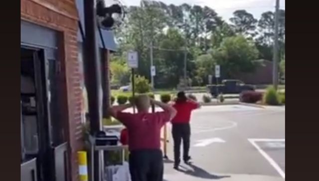 Drive Through Indecency Viral video: Car goes crashing as woman steps out during argument at ...