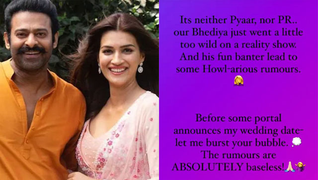 Kriti Sanon reacts to reports of her dating Prabhas, says 'Before somebody announces my wedding date...' Kriti Sanon reacts to reports of her dating Prabhas, says 'Before somebody announces my wedding date...'