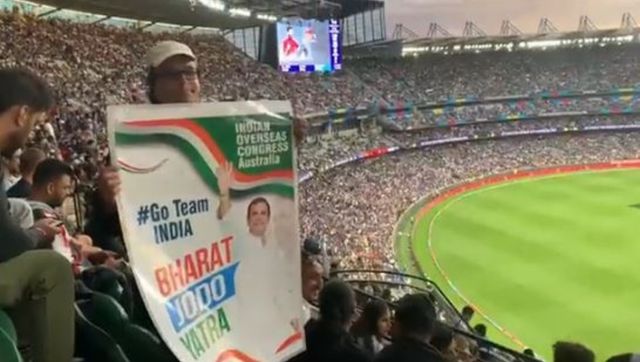 BJP's overseas wing hits Rahul Gandhi's 'Bharat Jodo Yatra' posters at Ind-Zim T20 World Cup match out of park BJP's overseas wing hits Rahul Gandhi's 'Bharat Jodo Yatra' posters at Ind-Zim T20 World Cup match out of park