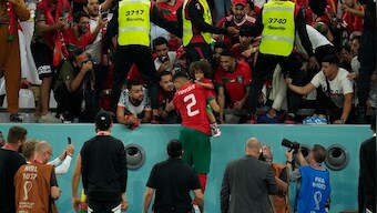 FIFA World Cup: Achraf Hakimi celebrates winning penalty with mother as Morocco reach quarter-finals