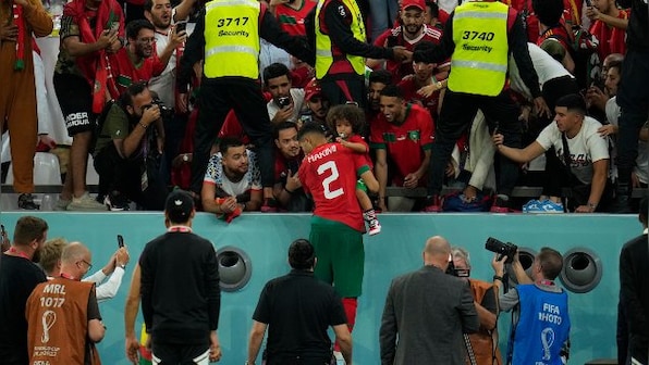 FIFA World Cup: Achraf Hakimi celebrates winning penalty with mother as Morocco reach quarter-finals