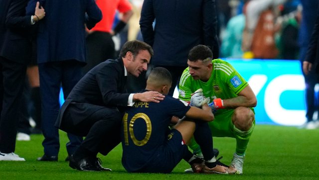 Watch: French President Emmanuel Macron consoles Kylian Mbappe after World Cup final defeat Watch: French President Emmanuel Macron consoles Kylian Mbappe after World Cup final defeat
