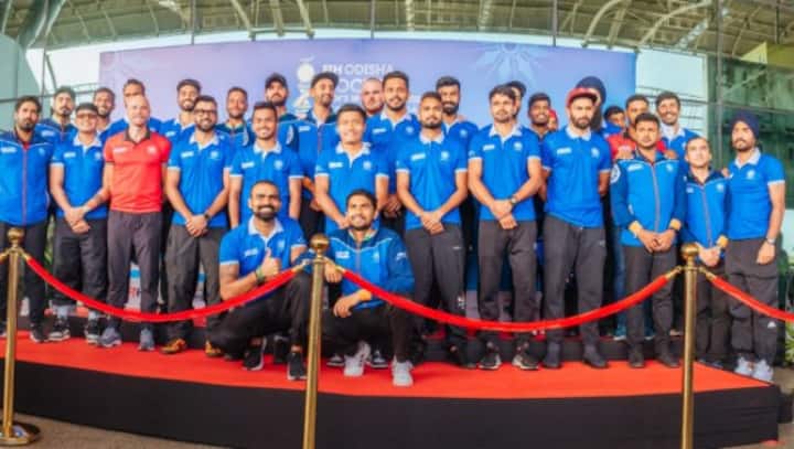 Indian men's hockey team lands in Bhubaneswar for World Cup Indian men's hockey team lands in Bhubaneswar for World Cup