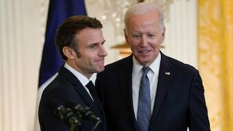 Joe Biden, Emmanuel Macron vow to maintain united front against Russia, discuss trade row