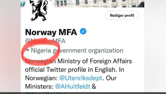 ‘What’s in a name anyway:’ People in splits after Twitter marks Norway Foreign Ministry, PM as 'Nigerian' ‘What’s in a name anyway:’ People in splits after Twitter marks Norway Foreign Ministry, PM as 'Nigerian'