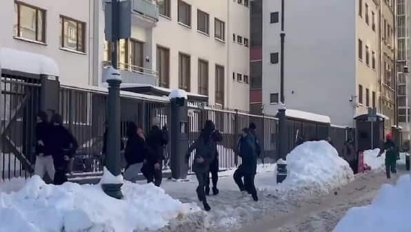 WATCH: Anger over favouring Ukraine? Masked men throw sledgehammers at Finland Embassy in Russia