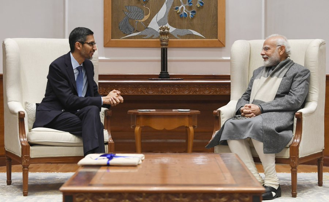 Google CEO Sundar Pichai meets PM Modi Google CEO Sundar Pichai meets PM Modi
