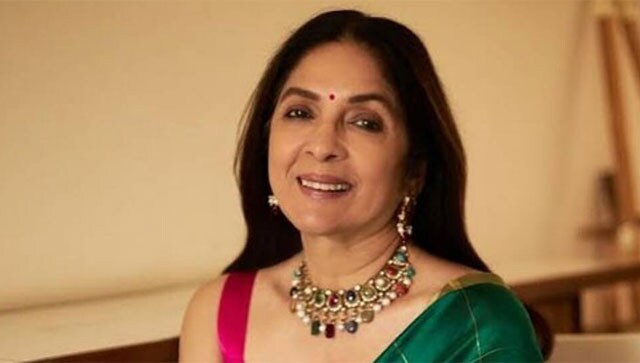 Neena Gupta in Black Printed Sari - Saree Blouse Patterns