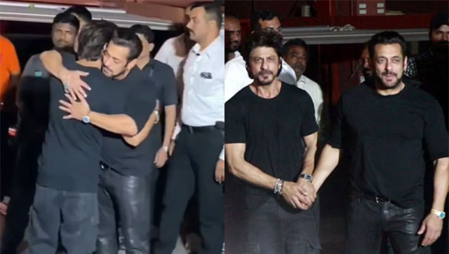 Pathaan meets Tiger: This viral video of Shah Rukh Khan hugging Salman Khan on his 57th birthday is adorable! Pathaan meets Tiger: This viral video of Shah Rukh Khan hugging Salman Khan on his 57th birthday is adorable!