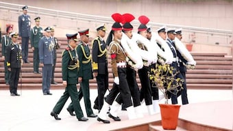 Armed Forces Veterans Day: CDS Gen Anil Chauhan, three service chiefs lay wreaths at National War Memorial