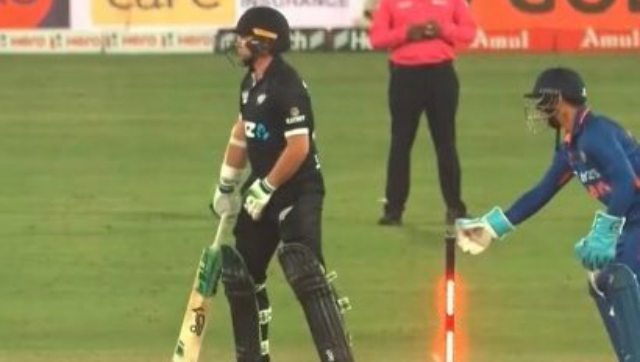 Watch: Ishan Kishan tries to imitate Tom Latham after Hardik Pandya's freak dismissal Watch: Ishan Kishan tries to imitate Tom Latham after Hardik Pandya's freak dismissal