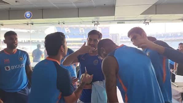 MS Dhoni visits India dressing room ahead of T20Is against New Zealand; Watch Video