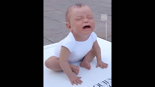 Watch: Spanish artist creates 'realistic' sculpture of crying baby to promote breastfeeding in public