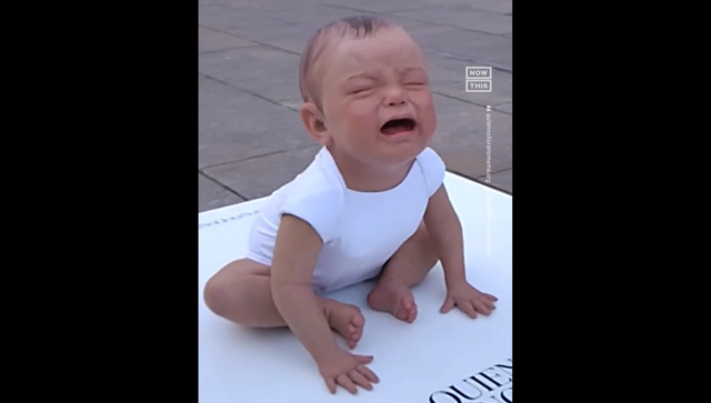 Watch: Spanish artist creates 'realistic' sculpture of crying baby to promote breastfeeding in public Watch: Spanish artist creates 'realistic' sculpture of crying baby to promote breastfeeding in public