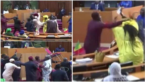 Watch: Two Senegal MPs slap female colleague in Parliament; jailed for six months