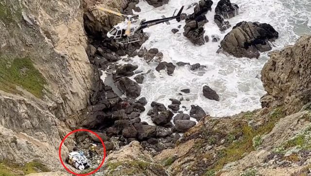 Tesla 'intentionally' falls from 300ft Californian cliff, occupants including children miraculously survive Tesla 'intentionally' falls from 300ft Californian cliff, occupants including children miraculously survive