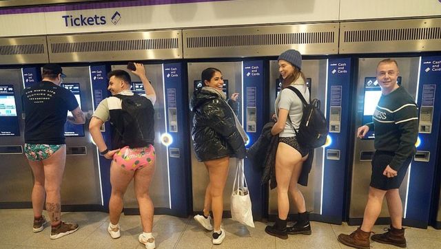 Silly-pants: Londoners dress down to underpants to celebrate no trousers day in tube Silly-pants: Londoners dress down to underpants to celebrate no trousers day in tube