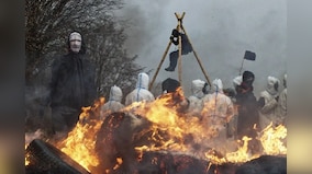 Protests near German village vacated to expand coal mine